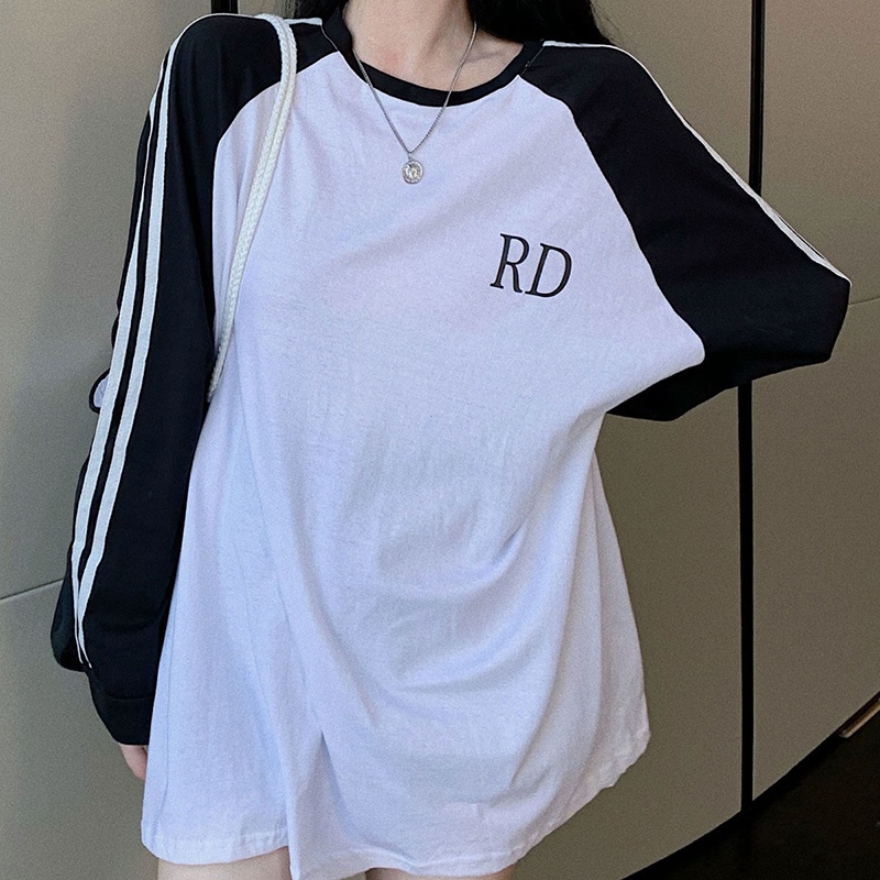 Áo thun IELGY tay dài dáng rộng kích thước lớn phong cách Hàn Quốc cho nữ