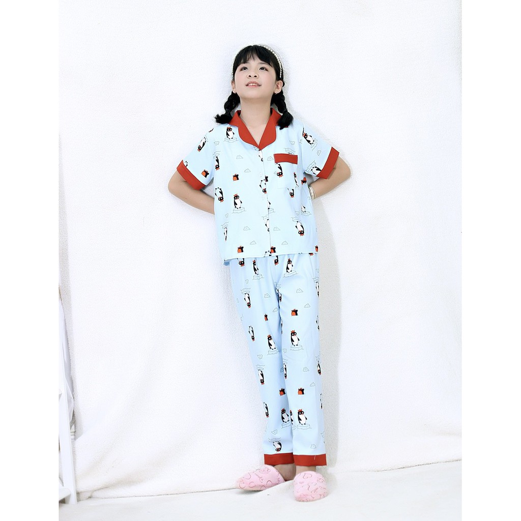Đồ Bộ pijama LỤA cao cấp trẻ em quần dài tay cộc cho bé trai và bé gái 235