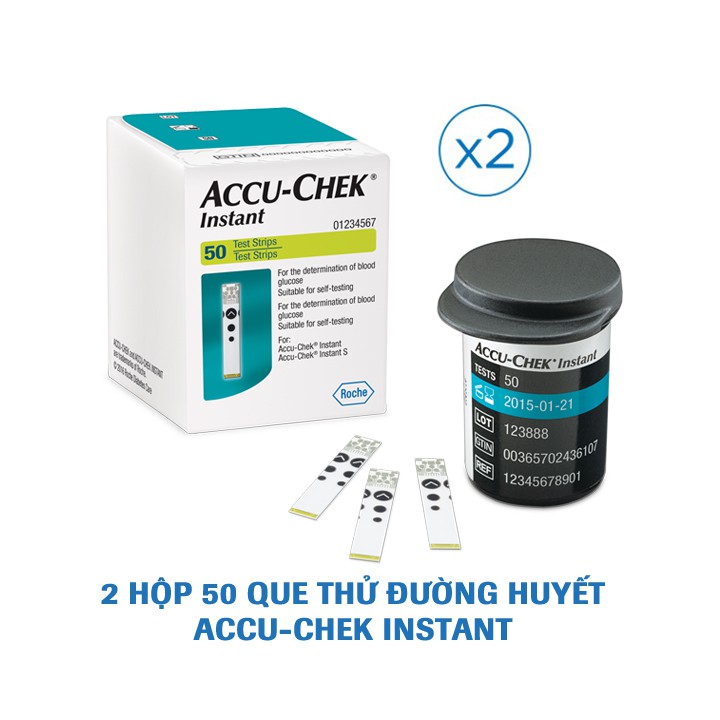 Combo 2 hộp que thử đường huyết Accu-Chek Instant 50 que/hộp