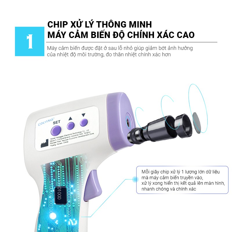 Nhiệt kế điện tử hồng ngoại GP-300 đo nhiệt độ chính xác Máy đo nhiệt độ nhanh chóng trong 1s không cần chạm