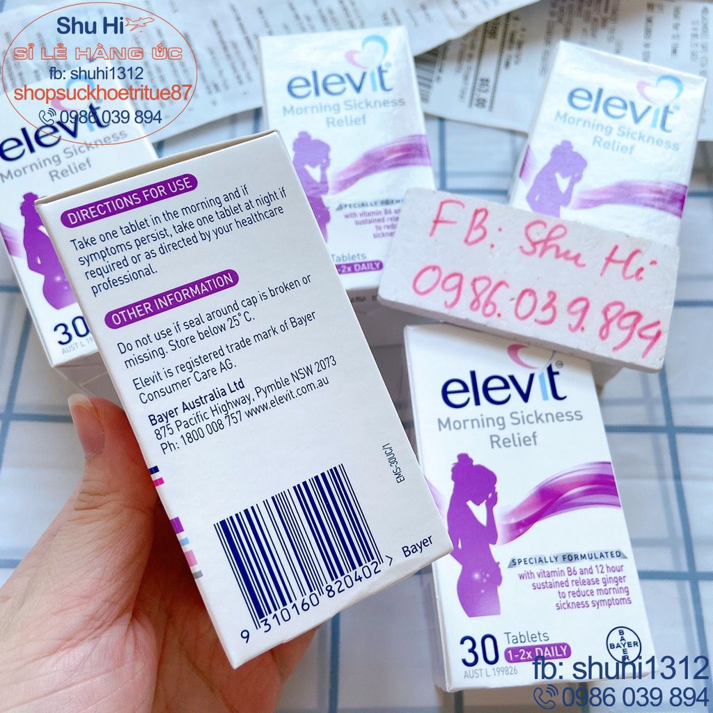 Elevit Giảm Triệu Chứng Ốm Nghén cho phụ nữ mang thai - 30 Viên Úc, đi air - Bayer Elevit Morning Sickness _chính hãng