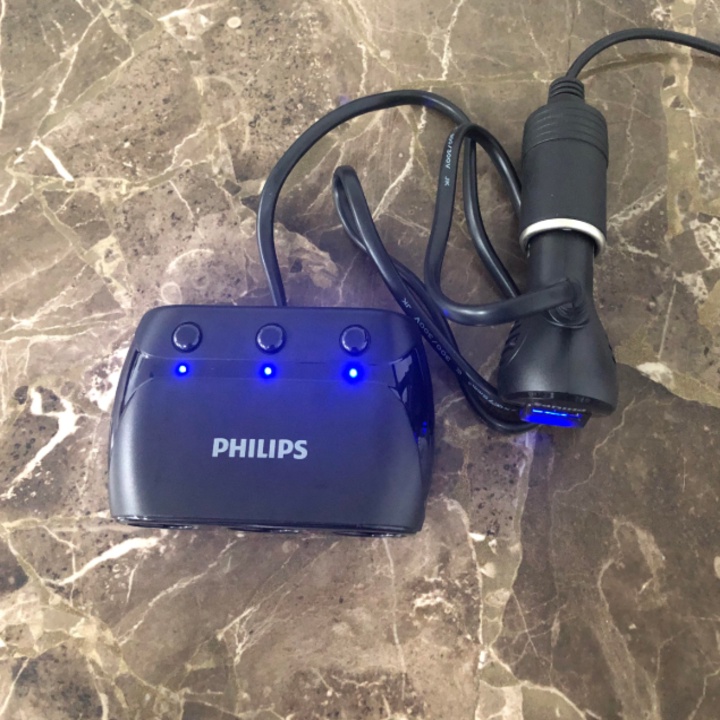 Bộ chia tẩu sạc 3 cổng ô tô cao cấp Philips DLP2019 - Đầu ra DC5V 3.1A