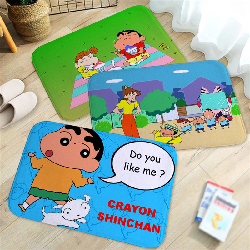 Thảm lót cửa chùi chân Mềm Mại Thấm Hút Tốt Chống Trượt 40x60cm Họa Tiết Shin-Chan Dễ Thương