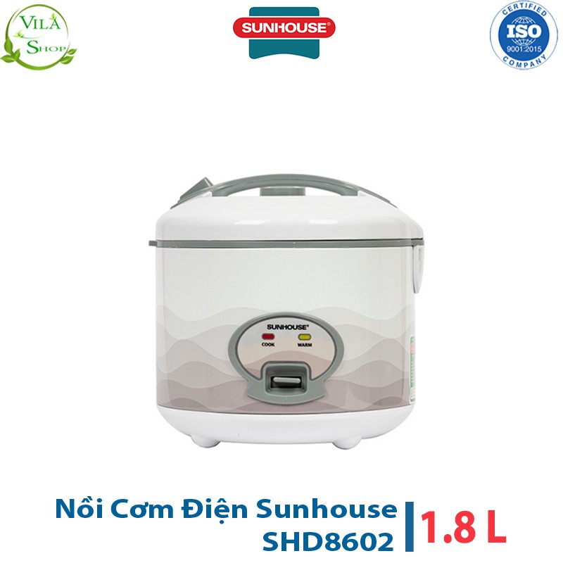 Nồi Cơm Điện, Nồi Cơm Đa Năng Sunhouse SHD8602 1.8L, Lòng Nồi Chống Dính Whitford (USA) Siêu Bền