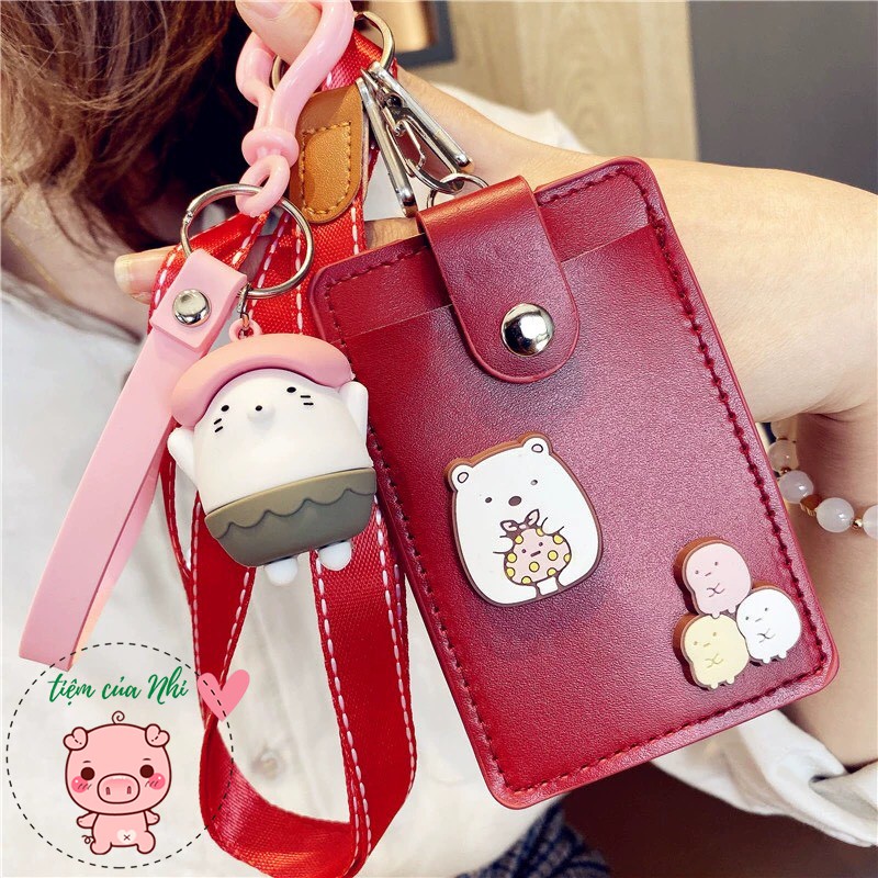 Thẻ đeo bảng tên sinh viên nhân viên bằng da PU cao cấp unicorn, gấu pooh, stitch, snoopy, bunny,totoro Tiệm Của Nhi TĐD