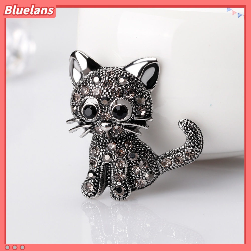 Ghim Cài Áo Hình Mèo Đính Đá Nhân Tạo Thời Trang Cho Nữ