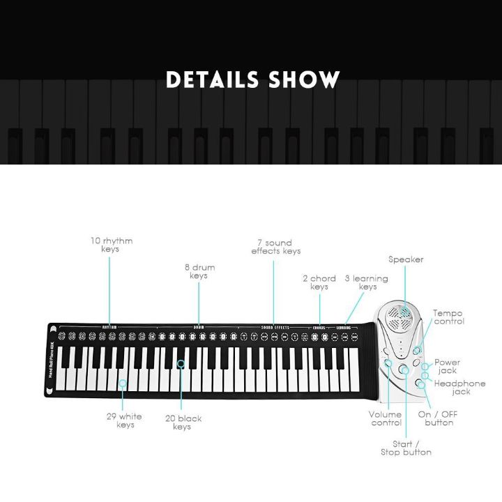 Đàn Piano Điện Tử Silicon Cuộn Dẻo 49 Phím Chống Thấm Nước