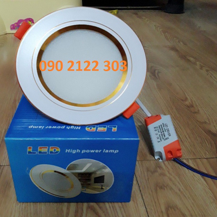 SET 10 ĐÈN ÂM TRẦN THẠCH CAO 7W  PHI 90MM  VIỀN VÀNG 3 CHẾ ĐỘ MÀU SANG TRỌNG