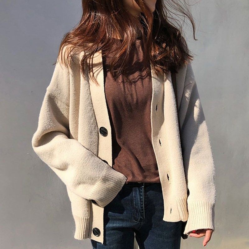 Áo khoác cardigan dệt kim màu sắc xinh xắn cho nữ