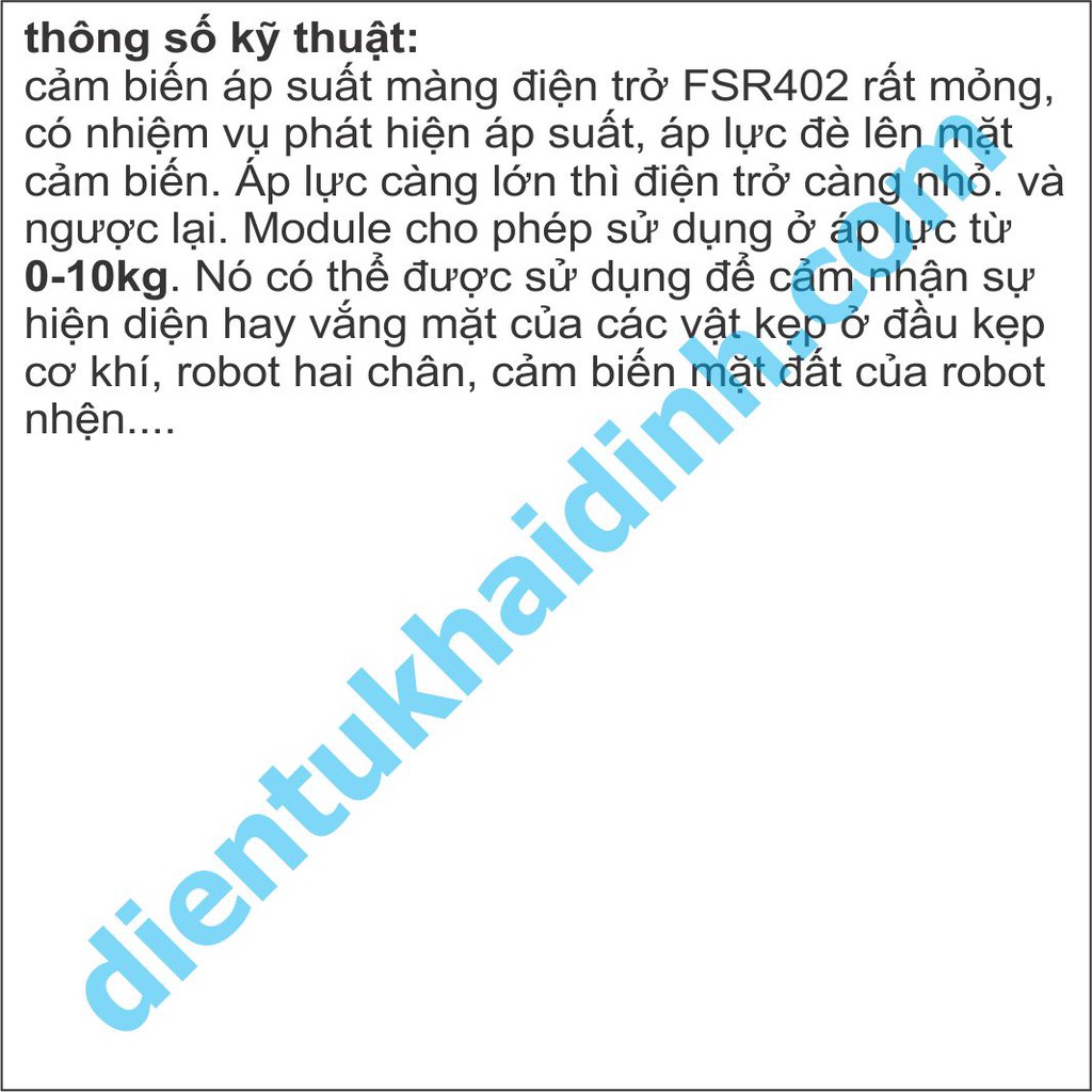 cảm biến áp suất màng điện trở FSR402, 2P kde4817