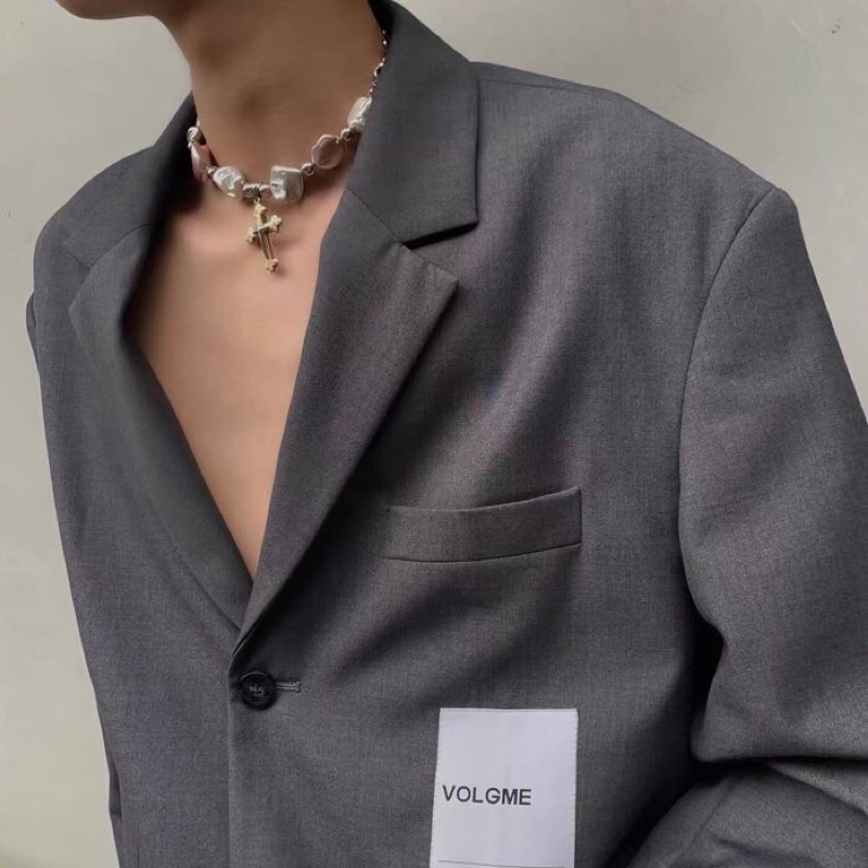 Dây Chuyền Ngọc Kết Hợp Mặt Chữ Thập Thép Titan Không Gỉ Cá Tính Hiphop - Vòng Cổ Thánh Giá Unisex Phong Cách Mới