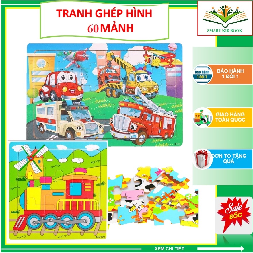 Tranh Gỗ Xếp Hình - Bảng Ghép Hình 60 Mảnh - 200 Mảnh Nhiều Mẫu