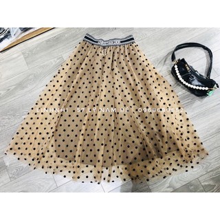 chân váy ren chấm bi
