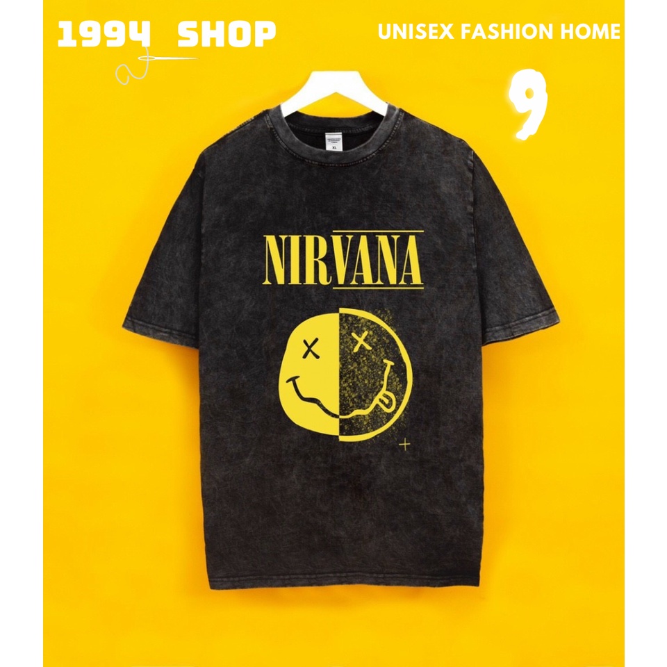 Áo thun nam nữ in chữ NIRVANA họa tiết mặt cười 2 BAO NGẦU BAO ĐẸP, BAO CHẤT FORM RỘNG OVERSIZE từ 1994-SHOP