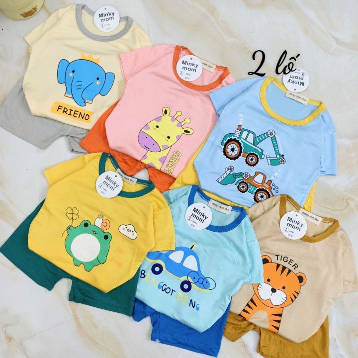 [A34 - Nhiều mẫu, siêu rẻ] Bộ Cộc Tay Thun Lạnh Hoạt Hình Minky Mom Chất Vải Mềm Mát Co Giãn 4 Chiều