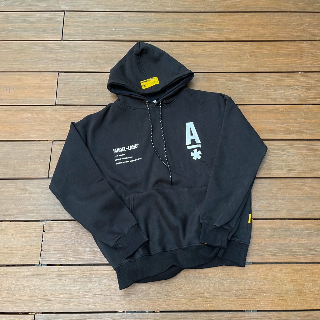 Áo Khoác Hoodie Angel-Land The Fives Black Hoodie Nỉ Bông - T5B