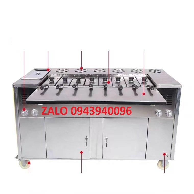 Bếp làm cơm cháy,bếp nướng cơm cháy-8 khuân inox,sử dụng gas-BH 1 năm