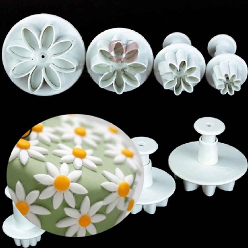 Set 4 Khuôn Cắt Tạo Hình Hoa Cúc Trang Trí Bánh Kem ♨Trên đó