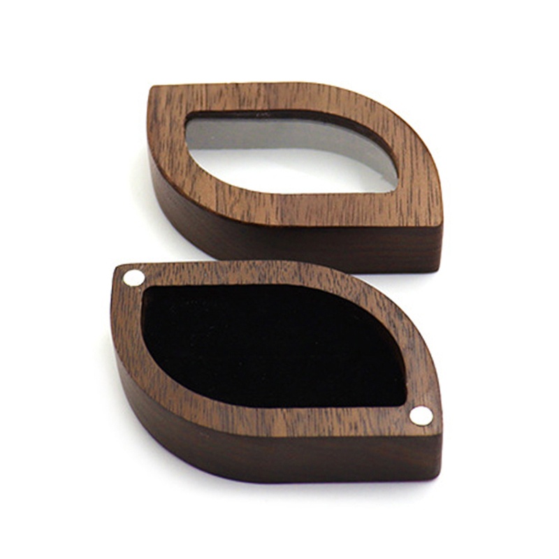 Hộp Đựng Nhẫn Cưới Bằng Gỗ Trơn Hình Chiếc Lá