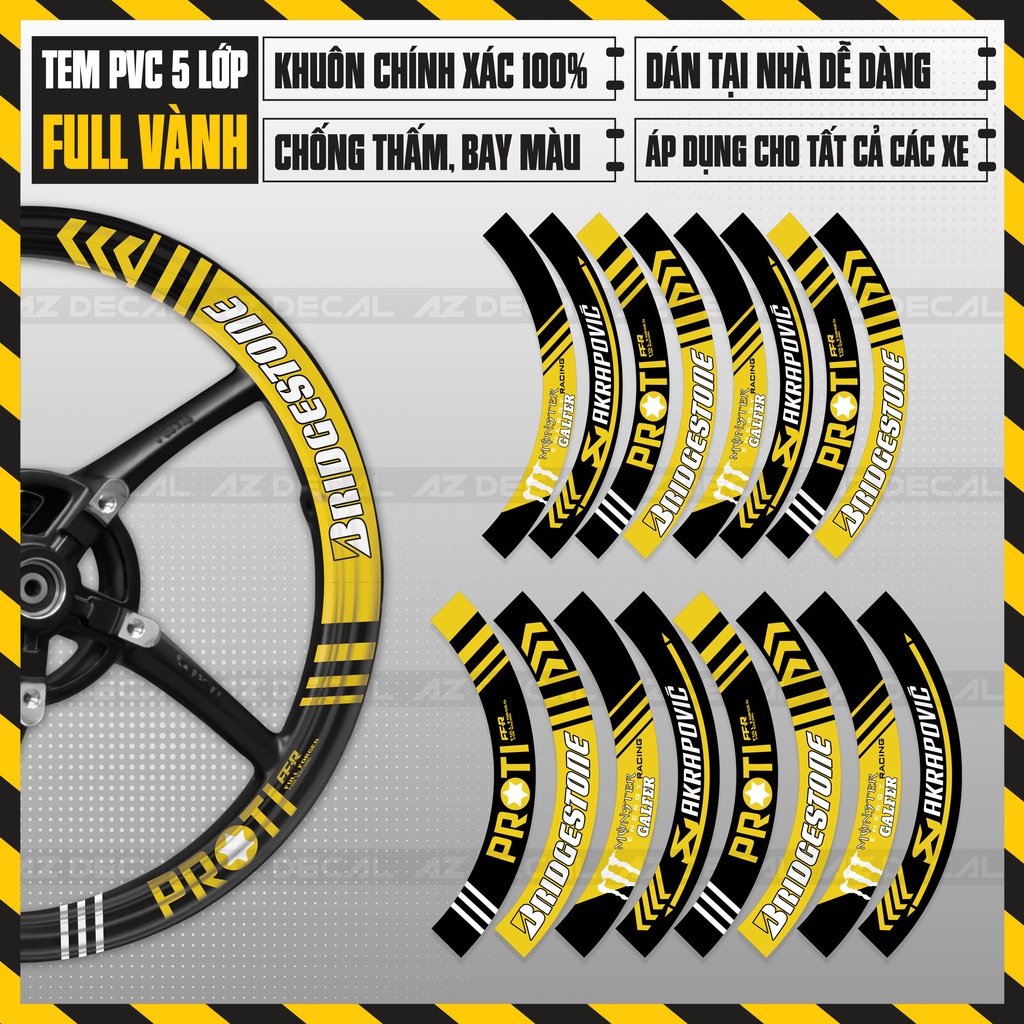 Tem Dán Kín Vành Chủ Đề Proti FFR | FullV06 | Decal Dán Mâm Xe Cao Cấp, Chống Nước, Bền Màu