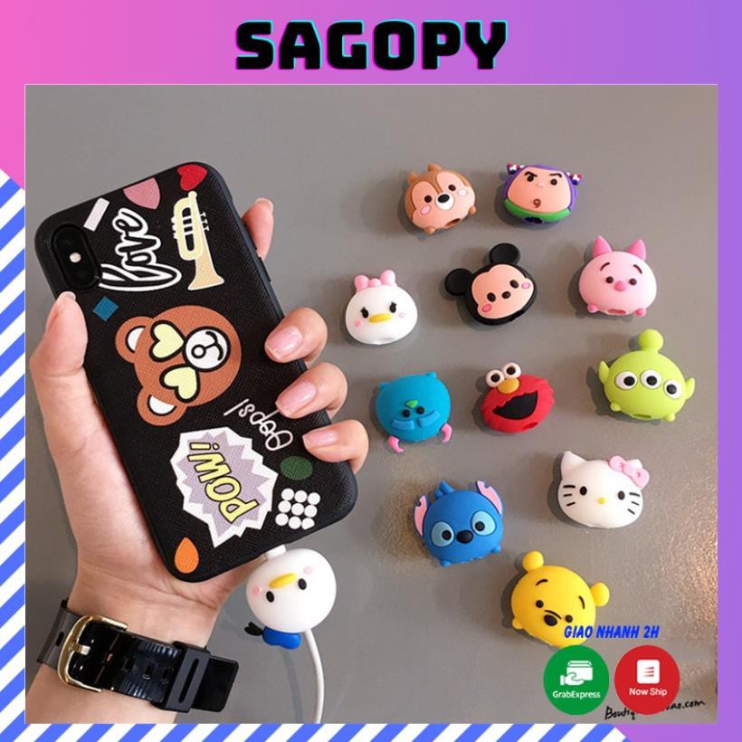 Đầu thú cắn cáp bảo vệ đầu dây cáp sạc, tai nghe có dây chống đứt, gãy cho iphone, samsung hình thú nhiều màu sắc