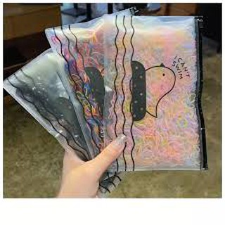 Set 1000 dây chun, dây nịt cột tóc buộc tóc kèm túi zip cho bé gái