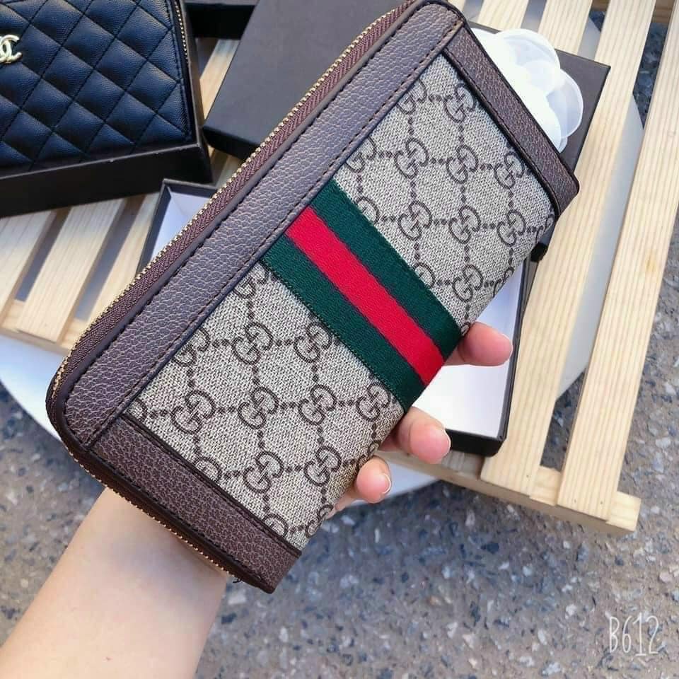 Ví nữ mimi dáng dài cầm tay cao cấp GU.CI full box bỏ túi gấp gọn nhiều ngăn khóa kéo