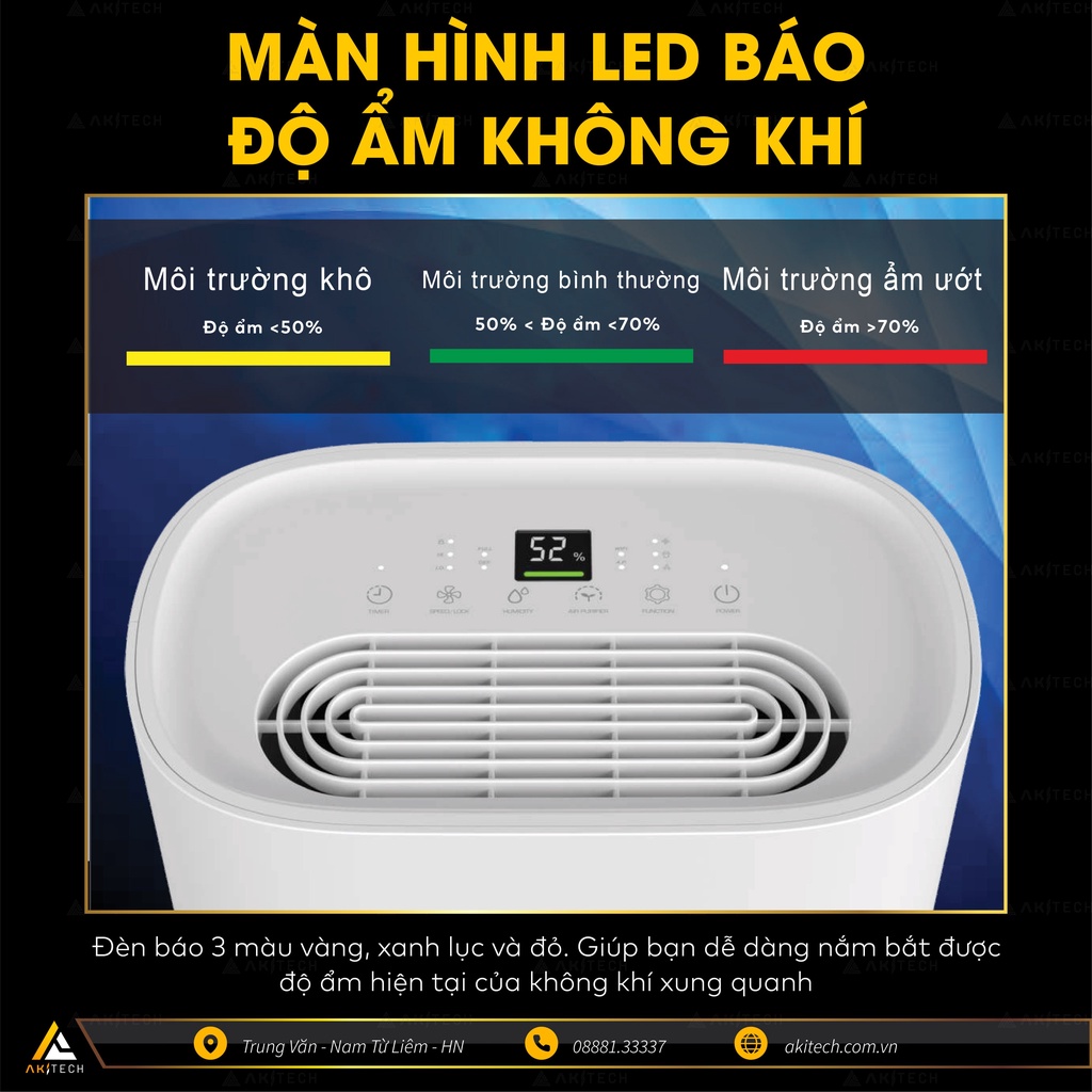 Máy hút ẩm AKI DRYER V2 tích hợp lọc không khí HEPA H13 và công nghệ k