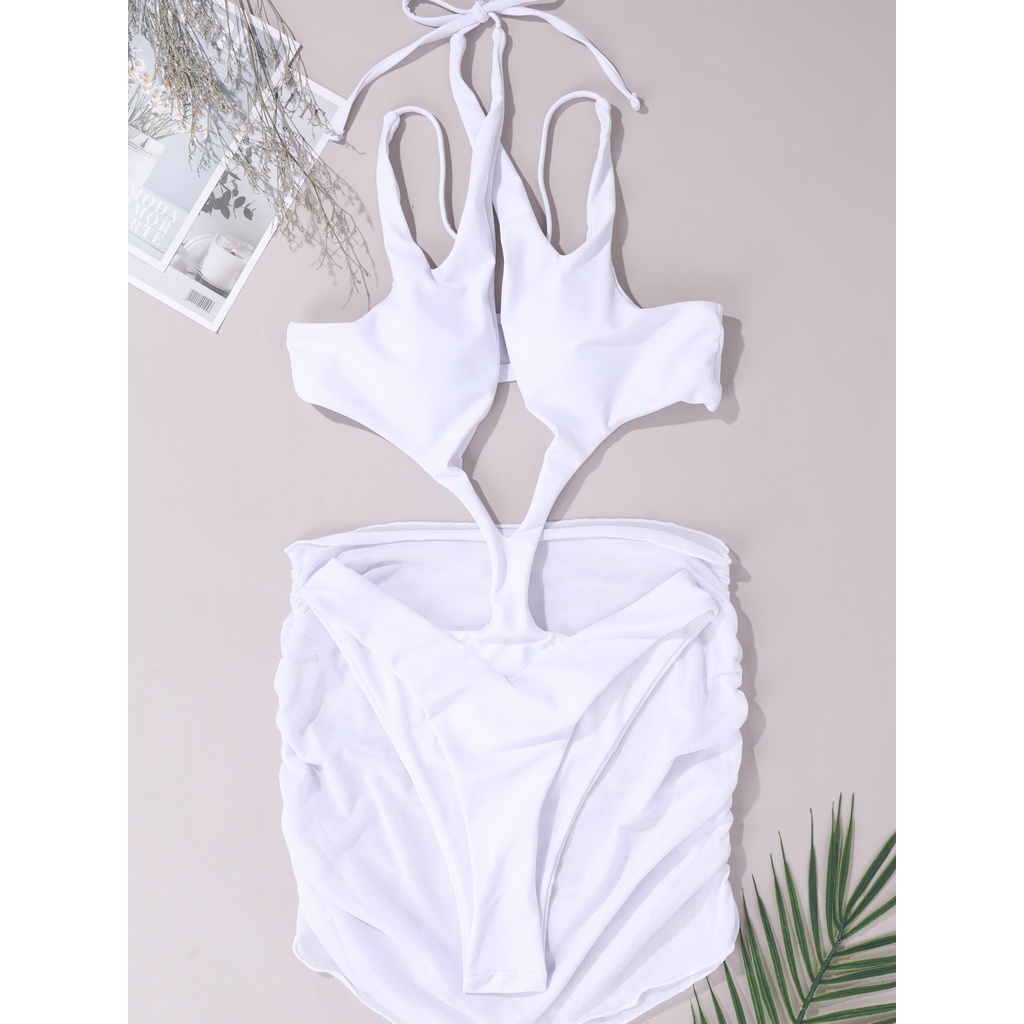 Bộ đồ bơi một mảnh màu trắng thiết kế khoét rỗng thời trang quyến rũ cho nữ | BigBuy360 - bigbuy360.vn