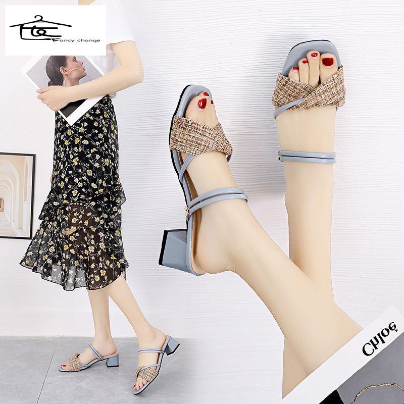 Dép Sandal Cao Gót Đế Dày Hai Cách Đeo Phong Cách Thời Trang Mới Mùa Hè Dành Cho Nữ