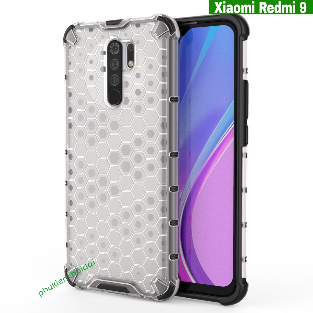 Ốp lưng Xiaomi Redmi 9 chống sốc vân tổ Ong kiểu dáng UAG cao cấp siêu bền
