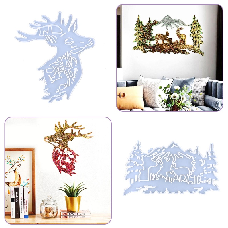 Sa Khuôn Silicon Làm Đồ Trang Sức Treo Tường DIY Hình Hươu Xinh Xắn