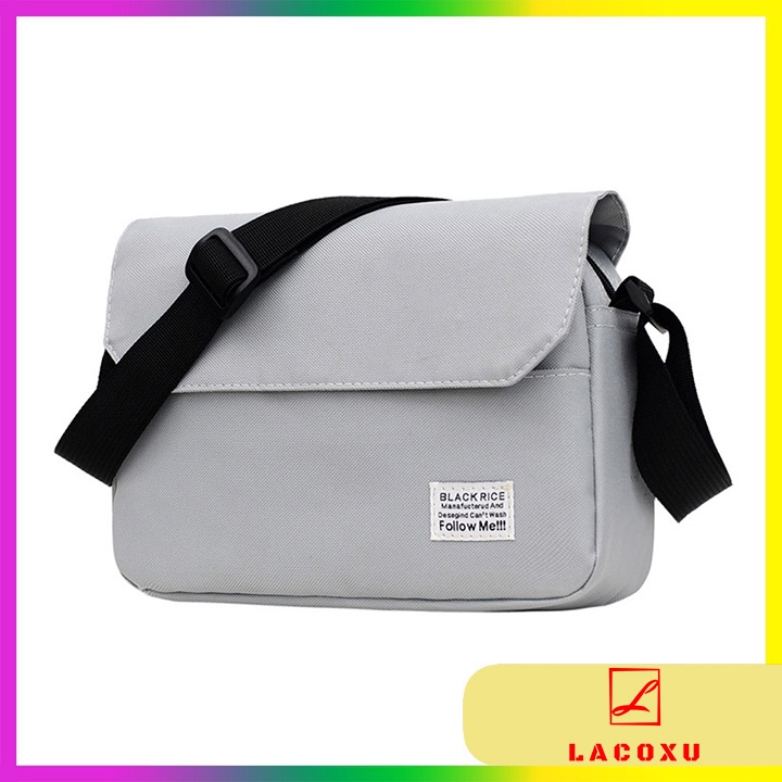 Túi Đeo Chéo Unisex Hình Hộp Vải Canvas Phong Cách Cá Tính Tiện Dụng Cho Nam Và Nữ