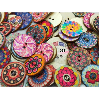 Cúc gỗ vintage-mix màu ngẫu nhiên-set 10 nút