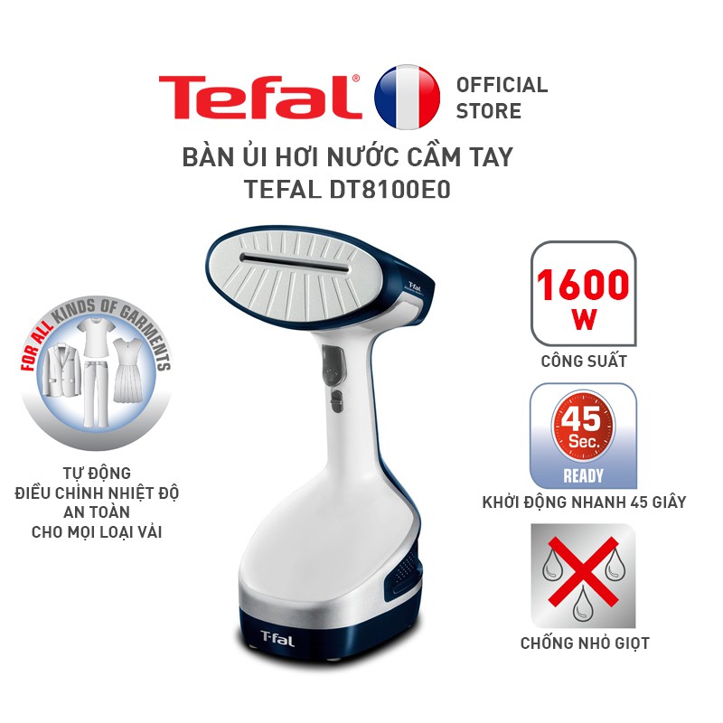 Mã ELMALL500K giảm 8% đơn 500K Bàn ủi hơi cầm tay Tefal DT8100E0