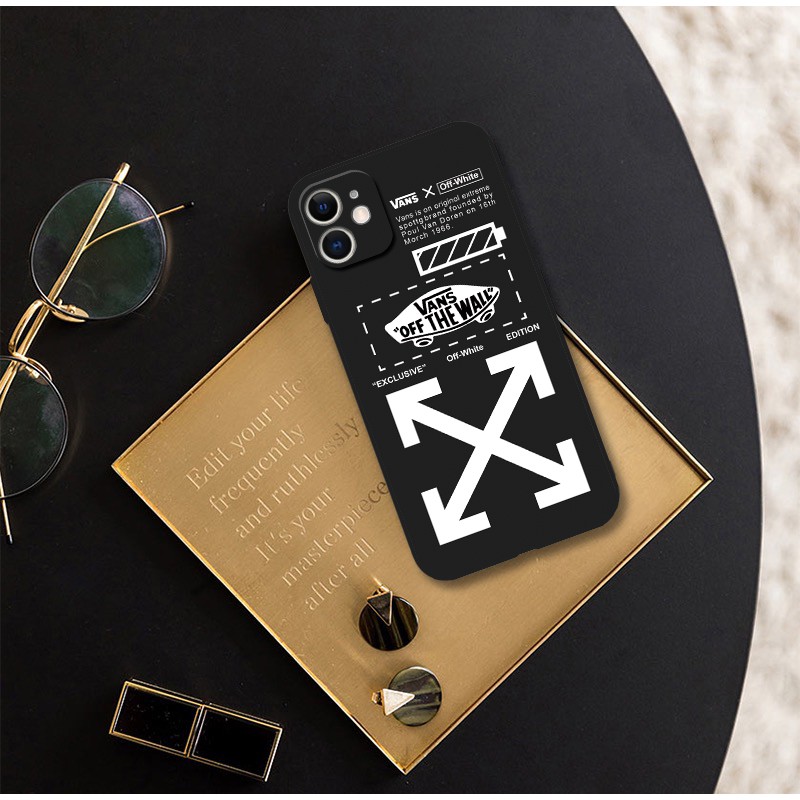 Off white Ốp Điện Thoại Silicon Mềm Đen Hình Nhãn Hiệu Thời Trang Cho iphone 13 14 15 pro max x xs max xr 6s 7 8 plus se2 12 mini 11 pro max