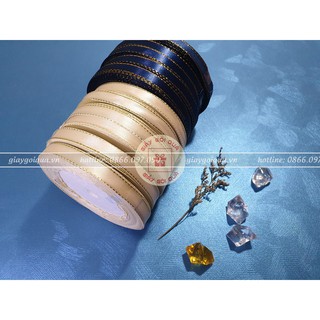 [Cuộn 3 mét] Ruy băng lụa viền kim tuyến 1cm – RB15