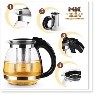 ẤM PHA TRÀ THỦY TINH CÓ LƯỚI LỌC 1300ML