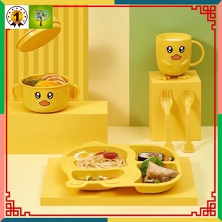 Khay ăn dặm, bộ dụng cụ tập ăn dặm cho bé hình vịt vàng ngộ nghĩnh đáng yêu.