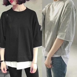 Áo Thun Nữ Giả 2 Lớp Phong Cách Hàn Quốc