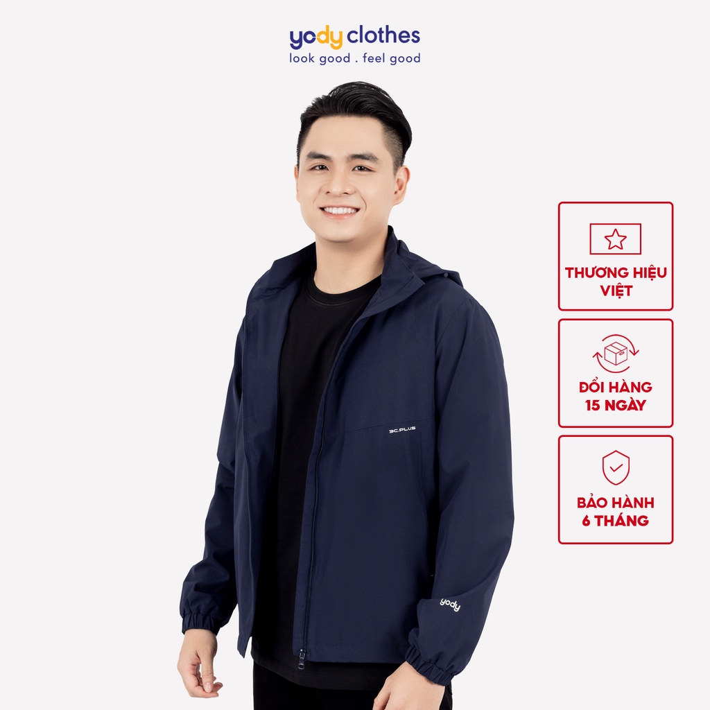 Áo khoác gió nam YODY 2 lớp cao cấp cản gió, cản bụi, chống thấm AKM5037
