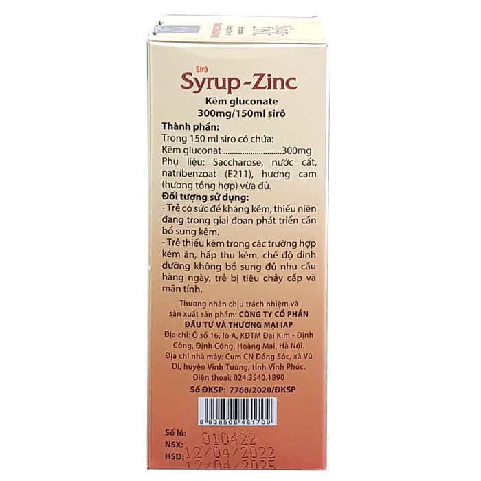 Syrup ZinC, tăng cường sức đề kháng giúp cơ thể khỏe mạnh, bổ sung kẽm cho bé, chai 150ml