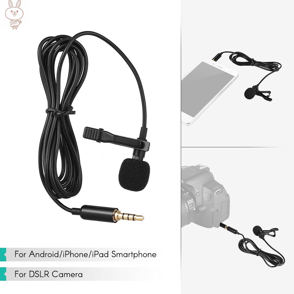 Only♥Mini Portable Clip-on Lapel Lavalier Condenser Mic Wired Microphone Compatible with  iPad Android Smartphone DSLR Camera Computer PC Laptop