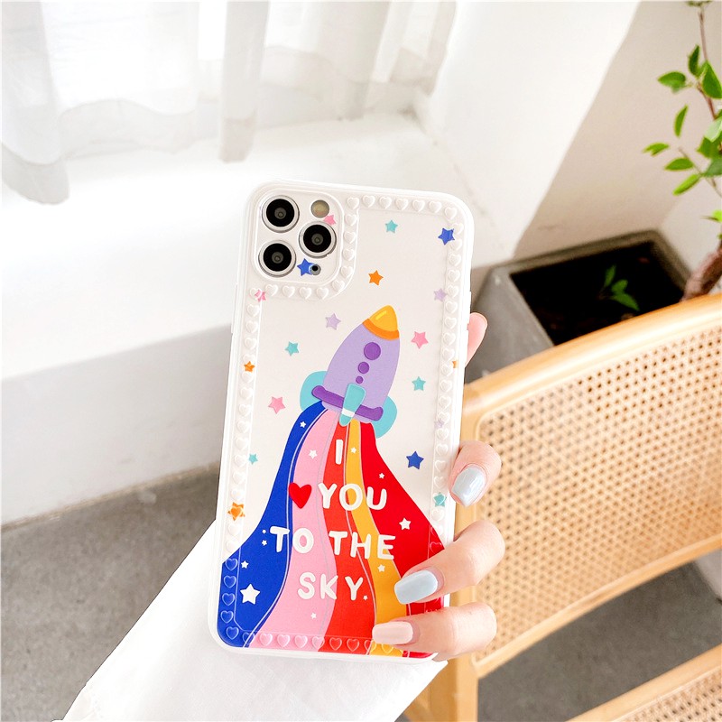 Ốp lưng iphone Rainbow Rocket IMD dày dặn viền nổi 6/6plus/6s/6splus/7/7plus/8/8plus/x/xs/11/12/pro/max/plus/promax | BigBuy360 - bigbuy360.vn