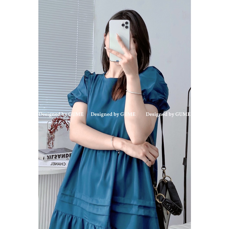 Váy Bầu Thiết Kế Bigsize Gume Đầm Bầu Tiểu Thư Dáng Babydoll Tay Bồng Vải Cao Cấp Mềm Mịn Mặc Đi Làm Đi Chơi GM043