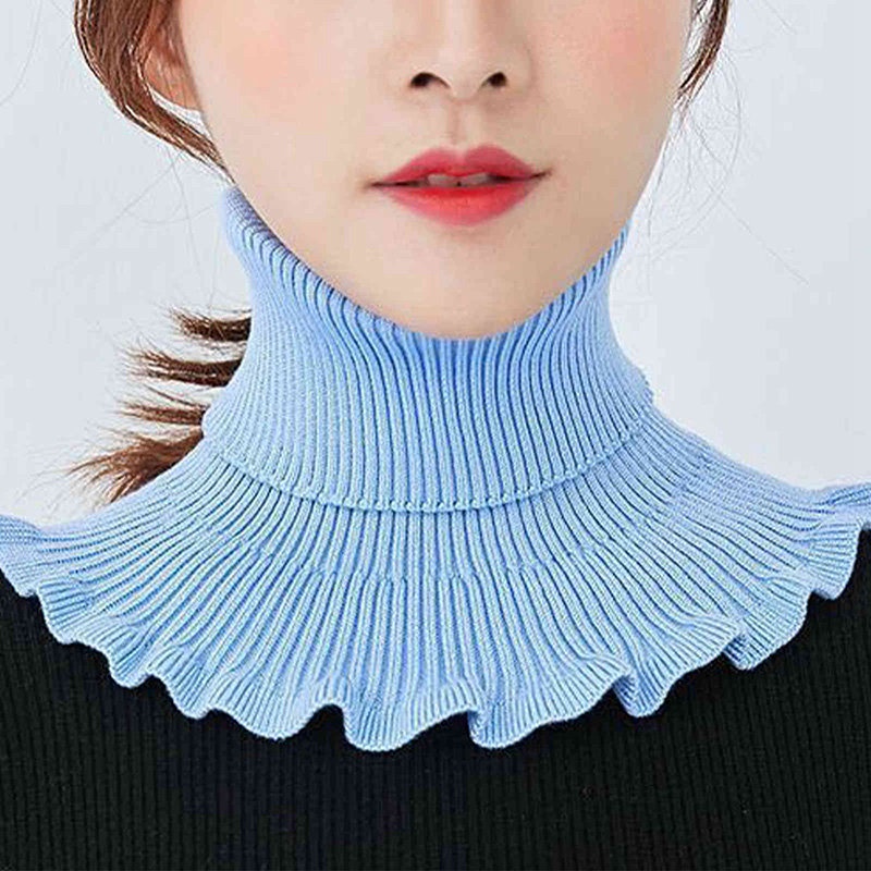 Cổ áo giả dệt kim kiểu nhún bèo thời trang mùa đông dành cho nữ