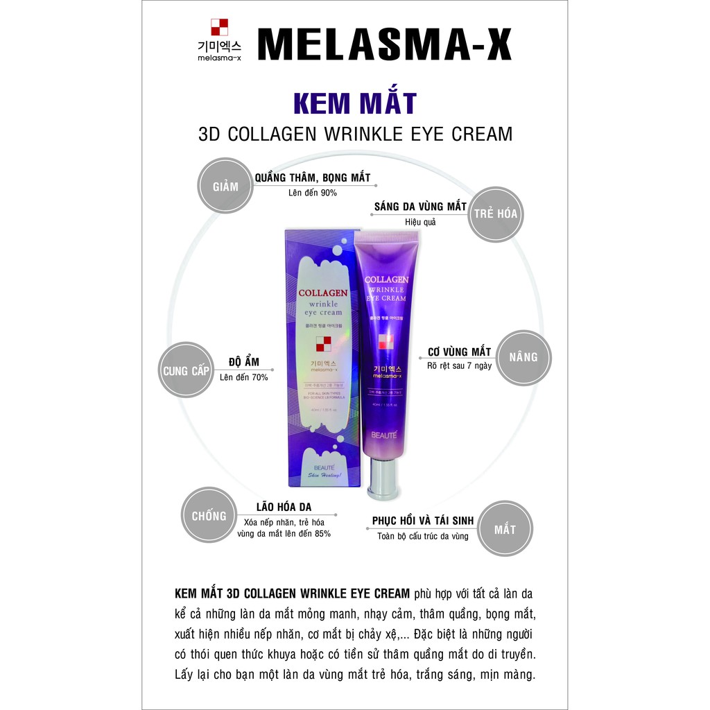 Kem dưỡng mắt Collagen Melasma - X Wrinkle Eye Cream chống lão hóa, xóa nếp nhăn mắt hiệu quả - HONGS BEAUTY