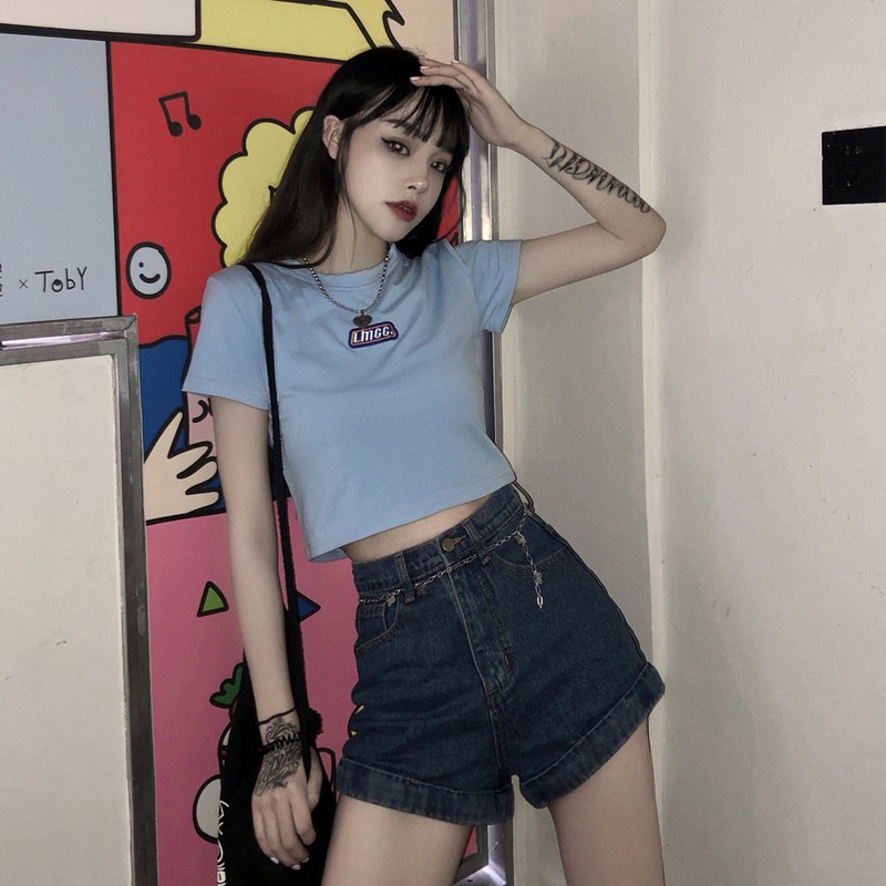 NZN Áo thun NZN ngắn tay cổ tròn thời trang Hàn Quốc cho nữ