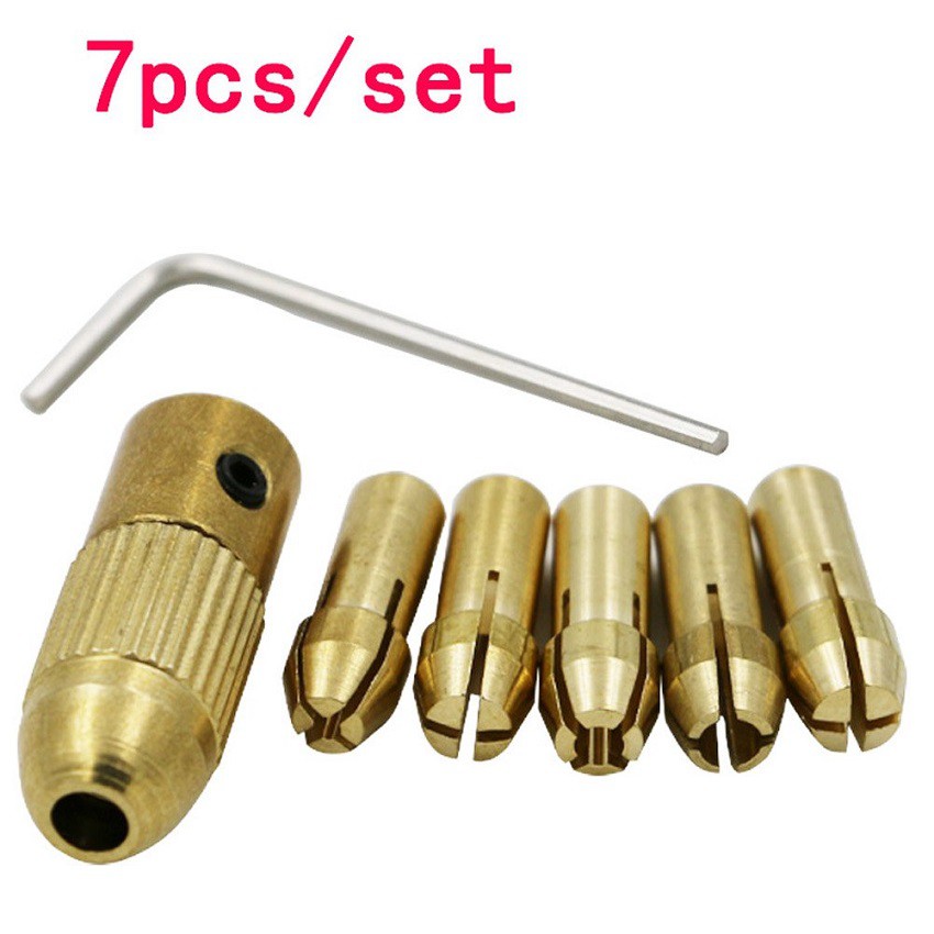 Bộ 5 Đầu Kẹp Mũi Khoan Trục Motor 2mm - 2.3mm Tặng Kèm Cây Lục Giác