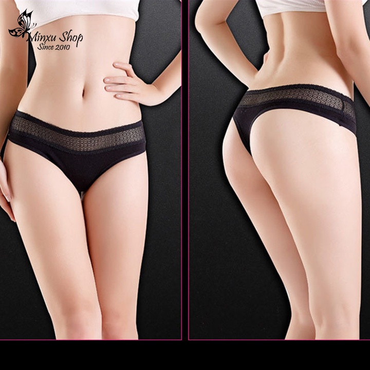 Quần lọt khe cotton cao cấp viền ren chất đẹp, quần lót nữ sexy cám dỗ mặc không bị hằn Minxu Shop 9125